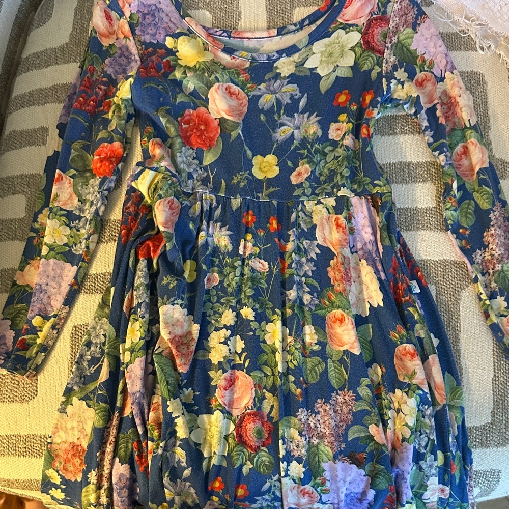 Posh Peanut Blue Floral Long Sleeve Dress